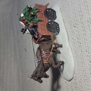 Horse-Drawn Christmas Wagon Figurine